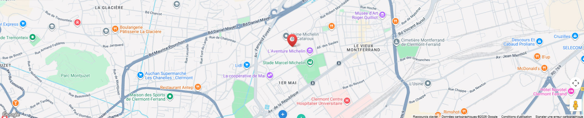 Carte itinéraire pour accéder au cabinet de Philippe Leuridan, sophrologue à Clermont-ferrand